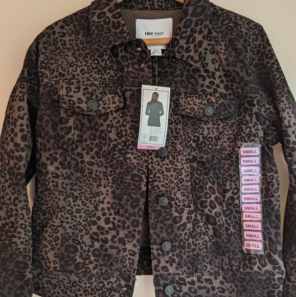 Nine West Sarah Denim Jean Jacket leopard print - Picture 5 of 10